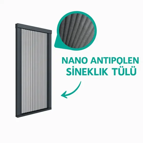 Anti-Polen akordeon Pencere Sinekliği Antrasit (Max 80x160)
