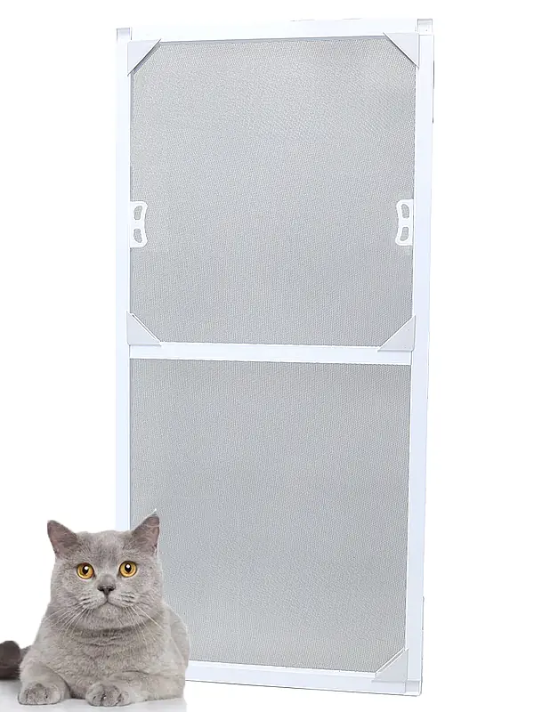 beyaz-sabit-sok-tak-kapi-kedi KEDİ Tüllü SABİT SÖK TAK Kapı (Max 90x210) Sinekliği Beyaz, Özel Ölçü Verebilirsin (Pabuçlu & Dıştan Takma) - Görsel 1