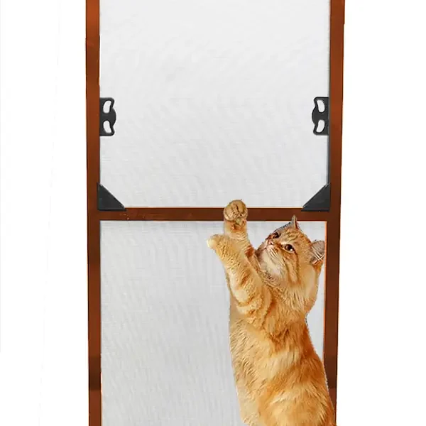 KEDİ Tüllü SABİT SÖK TAK Kapı (Max 90x210) Sinekliği Kahverengi, Özel Ölçü Verebilirsin (Pabuçlu & Dıştan Takma)